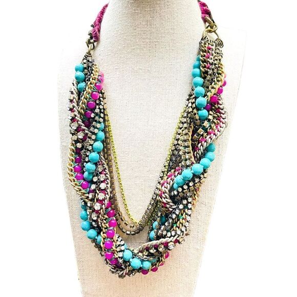 STELLA & DOT Bamboleo Jade Turquoise Crystal  Necklace RETIRED Retail $228 - Picture 1 of 8